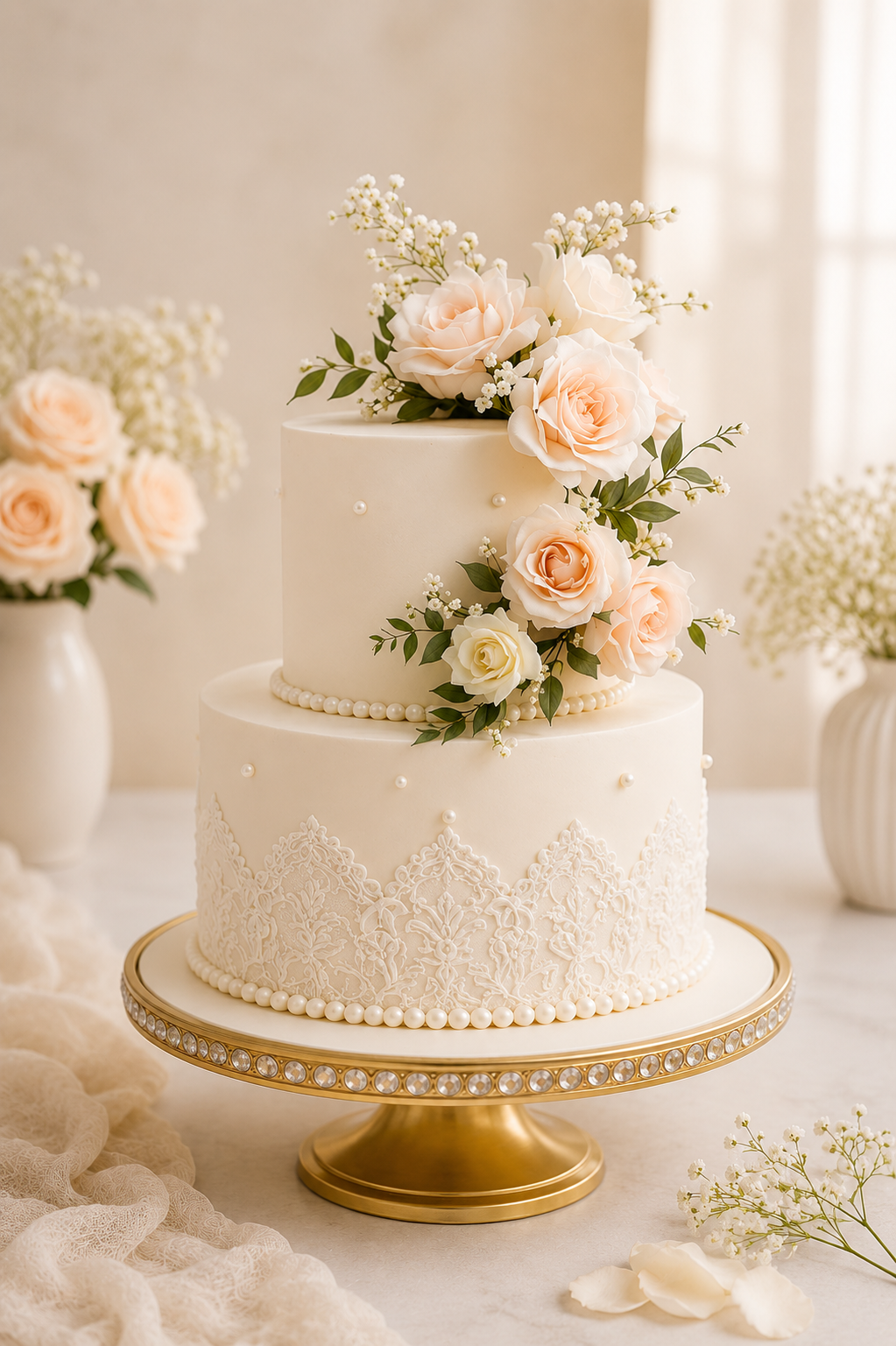 Lace & Roses celebration cake